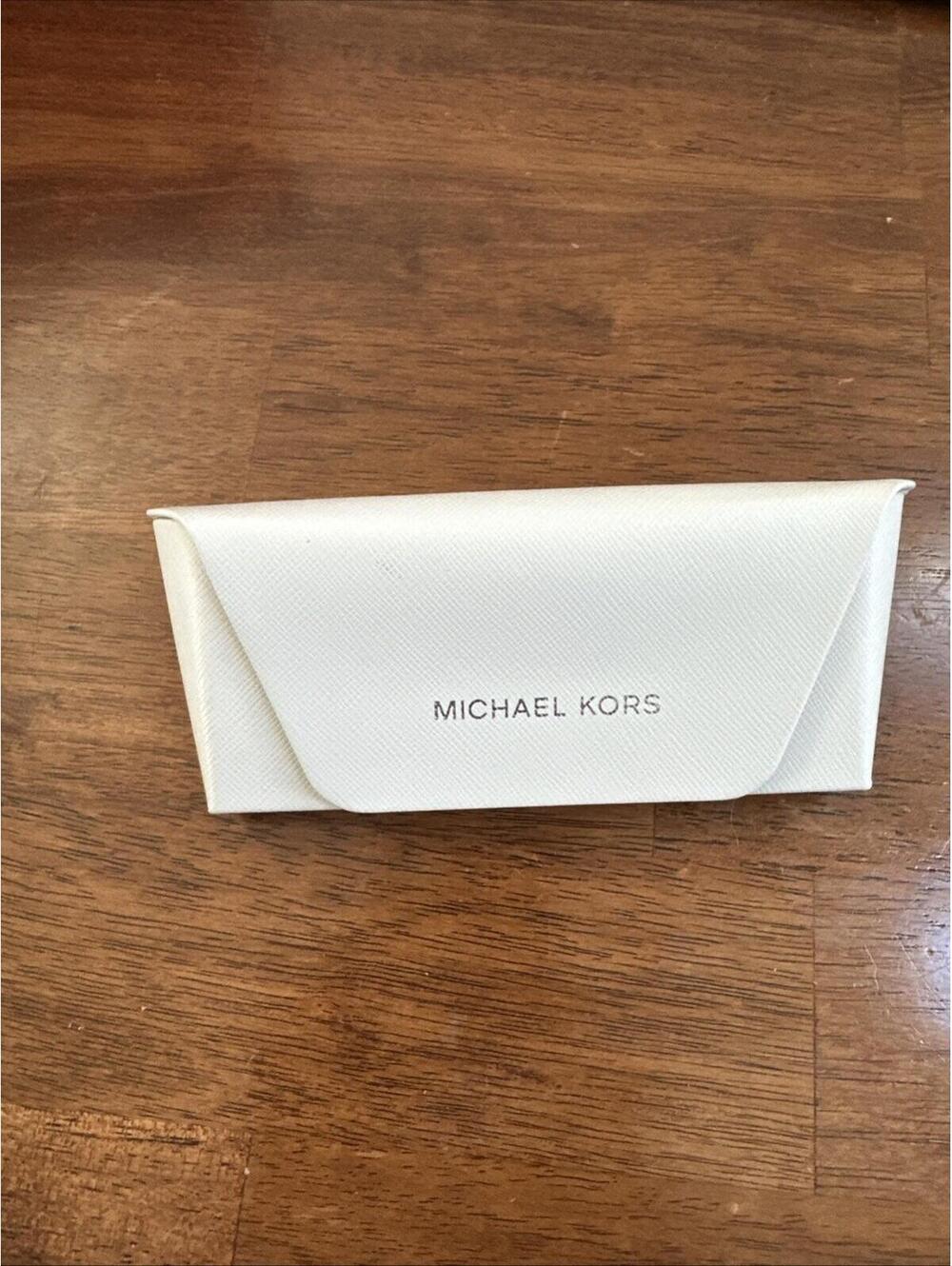 Michael Kors White Leather Eyeglass / Sunglass Case Kit Authentic 6.5"x3"x2”